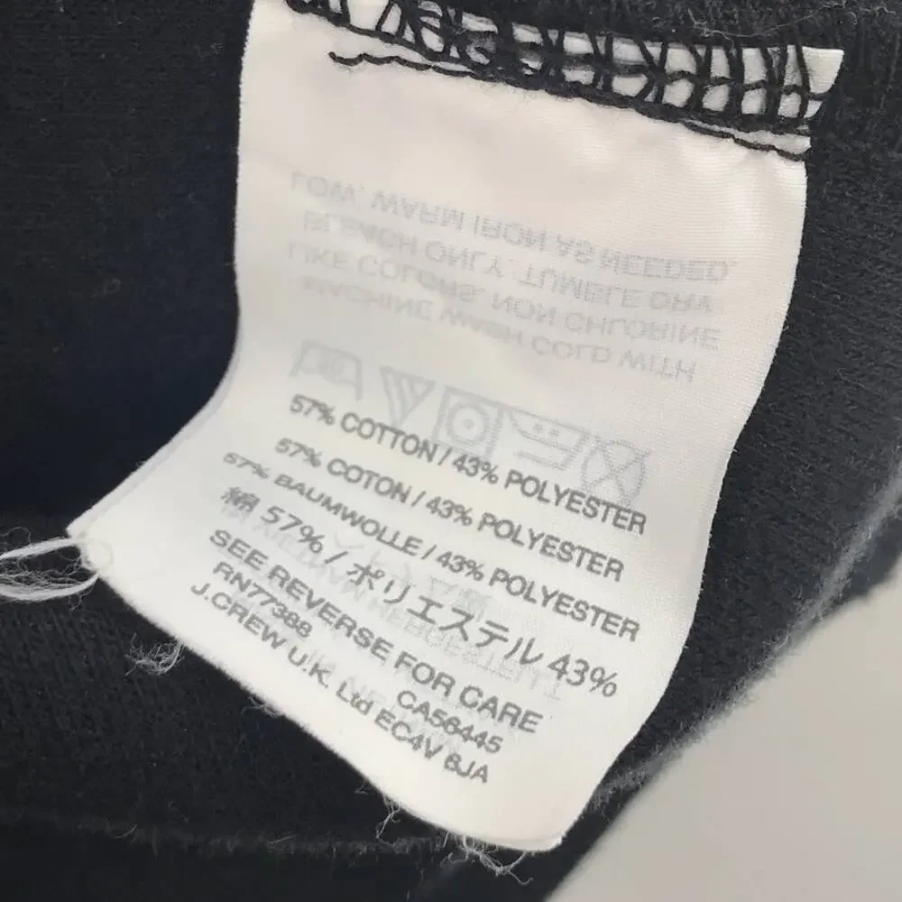 J. Crew Black Tie Sleeve Cotton Pullover Sweatshirt